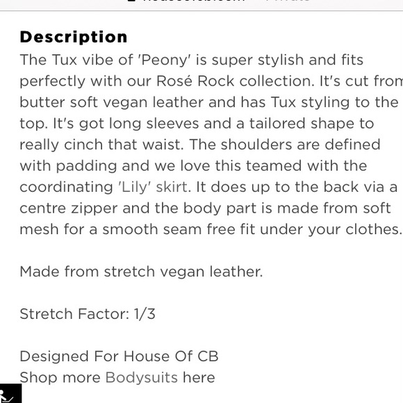 $29 New NWOT HOCB Peony Blazer Bodysuit small left - Picture 5 of 6